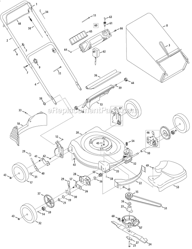 General Assembly Diagram and Parts List for 12A-446M001 2008 Yard Man Lawn Mower